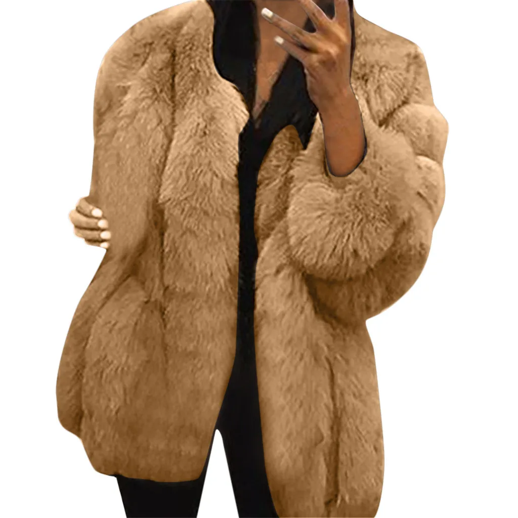 Женская куртка из искусственного меха, зимнее теплое Черное белое пальто, модный кардиган, Женское пальто, женская одежда размера плюс 5XL 19Sp