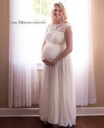 Long Beads Wedding Dress Pregnant Woman O-Neck Elegant Plus Size Bridal Gown Cap Sleeve Lace Chiffon Robe De Mariée