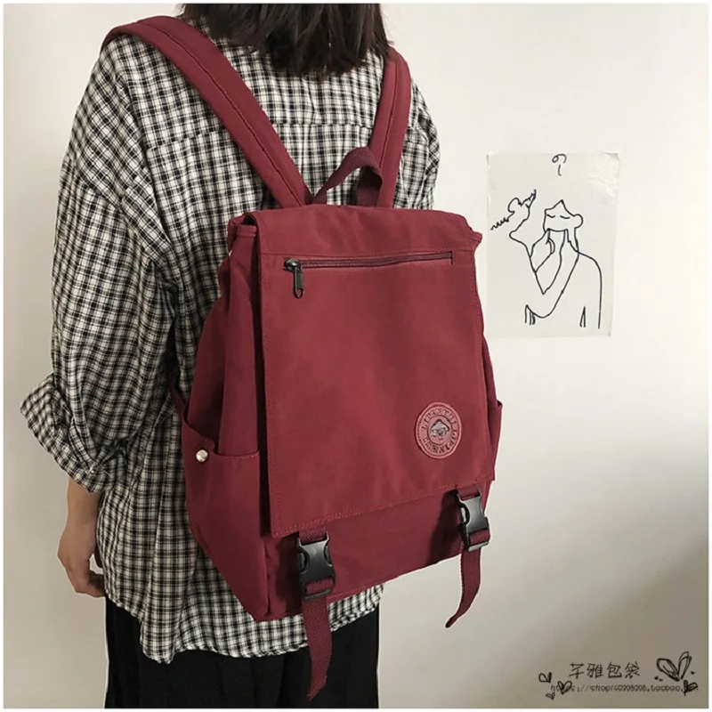 Винтажный холщовый рюкзак женский корейский модный простой ins Harajuku японский однотонный Большой Вместительный Повседневный женский рюкзак