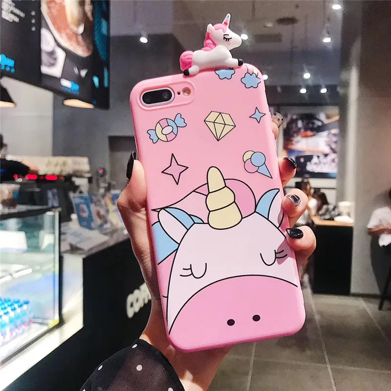 iphone 8 cardholder cases 3D Cute rainbow pink unicorn stand holder with lanyard case for iphone 11 Pro X XS MAX SE XR 7 8 plus lovely cartoon phone cover case for iphone 8