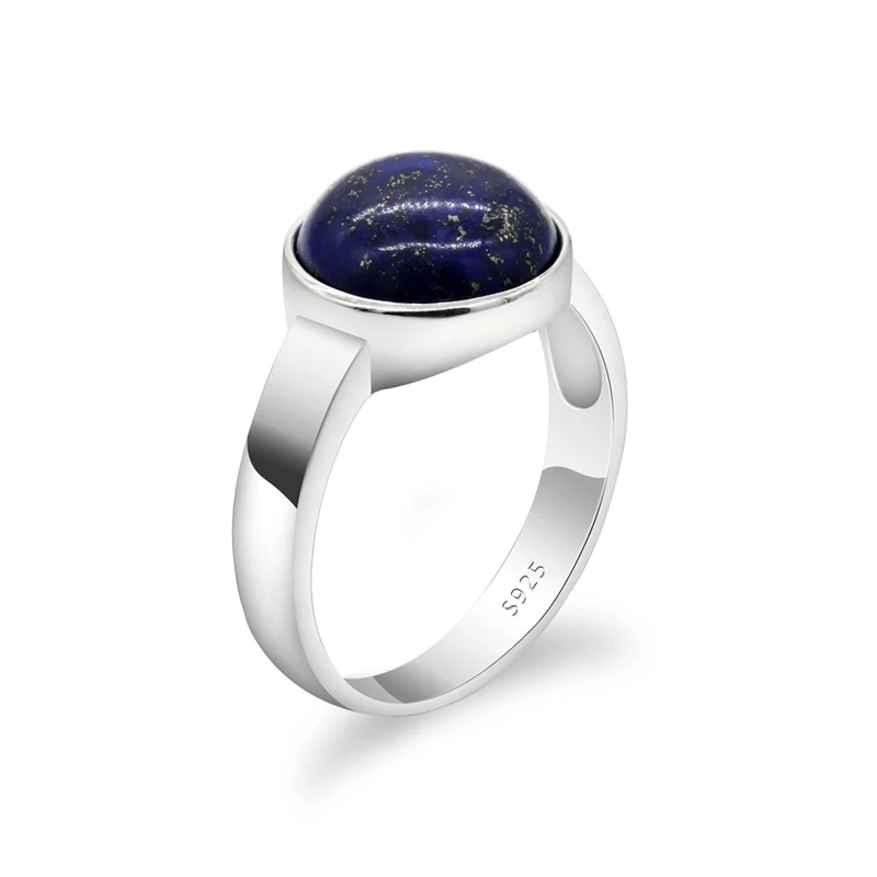S925 Стерлинговое Серебро, синий натуральный камень, кольца, Ретро стиль, лазурит, одноцветное серебро, для мужчин и женщин, кольцо, ювелирное изделие для помолвки, подарки - Цвет камня: 1