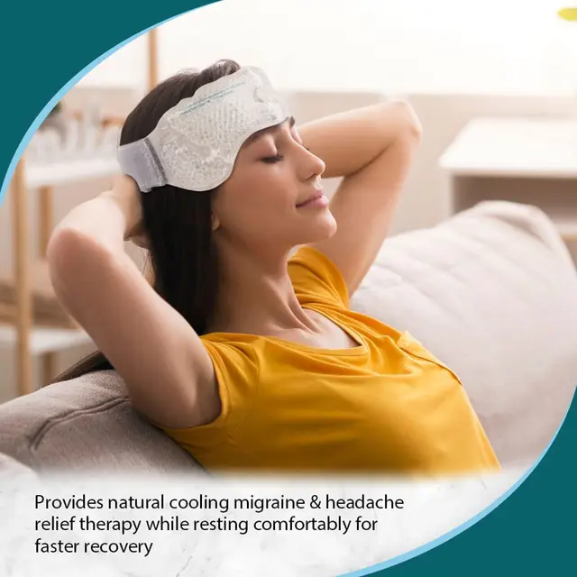 Fejfájás Jégcsomag Fejcsomagolás Migrénhez Állítható Rugalmas Gél Hideg Forró Kompressziós Terápia Láz Feszültség Stressz Fájdalom Enyhítésére - Image 6