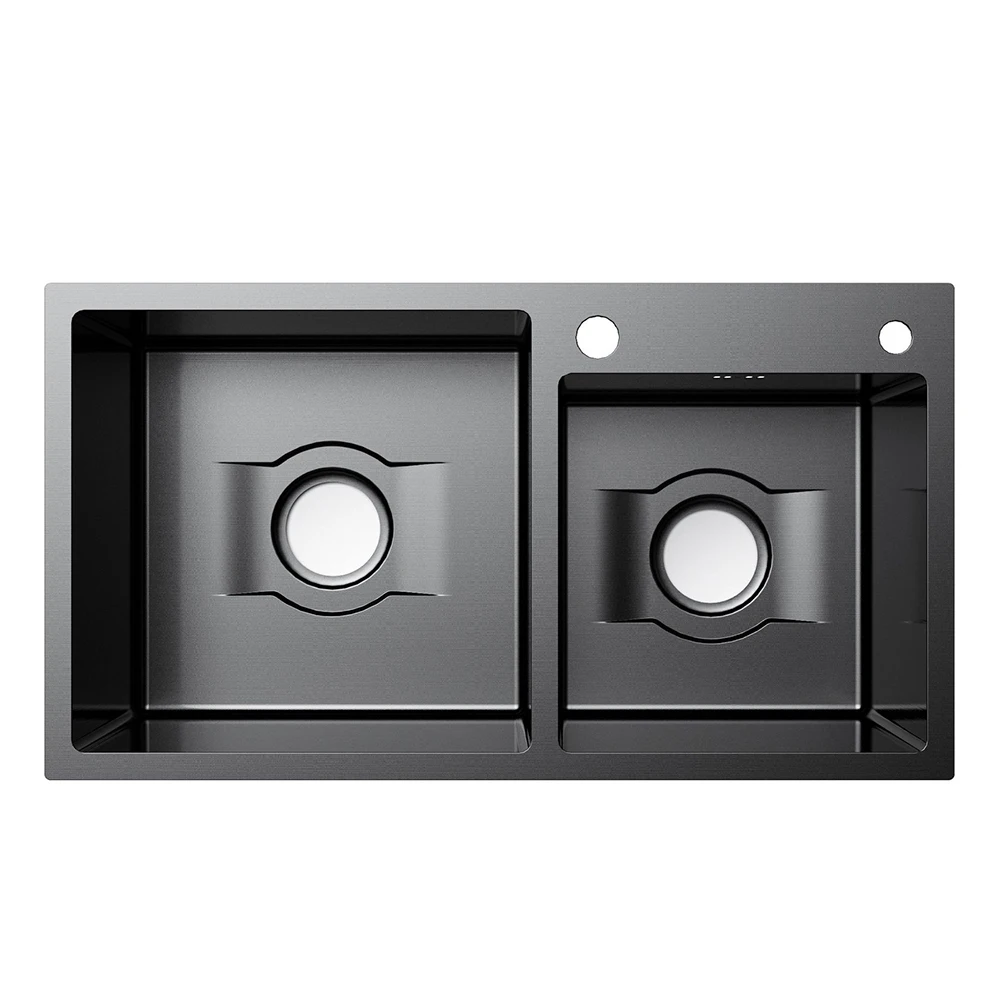 US $185.00 Double kitchen sink black kitchen sink black stainless steel welding sinks with a clamp to wash vegetables