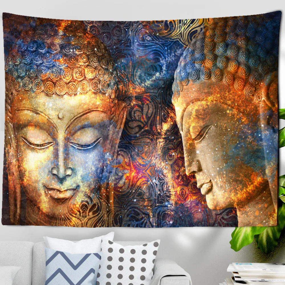 Buddhy tapiserie zeď závěsný meditator sedm chakras indický bohémský styl mandaly tapiz hippies domácí dekorace