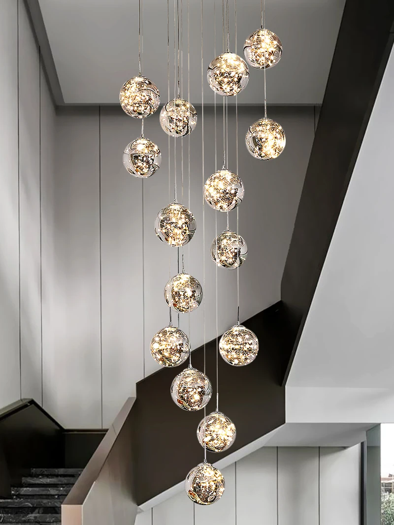 

Starry Staircase Long Pendant Lamp Modern Minimalist Duplex Floor led Decoration Pendant Light Creative Villa Hotel Hanging Lamp