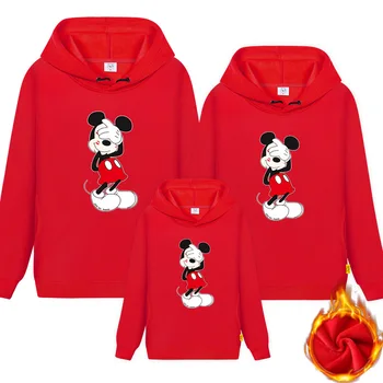 

Family Look Winter Clothing Mickey Hooded Adult Mama Kids Mommy and Me Clothes Mother Daughter Son Sweaters Girls Minnie Shirts