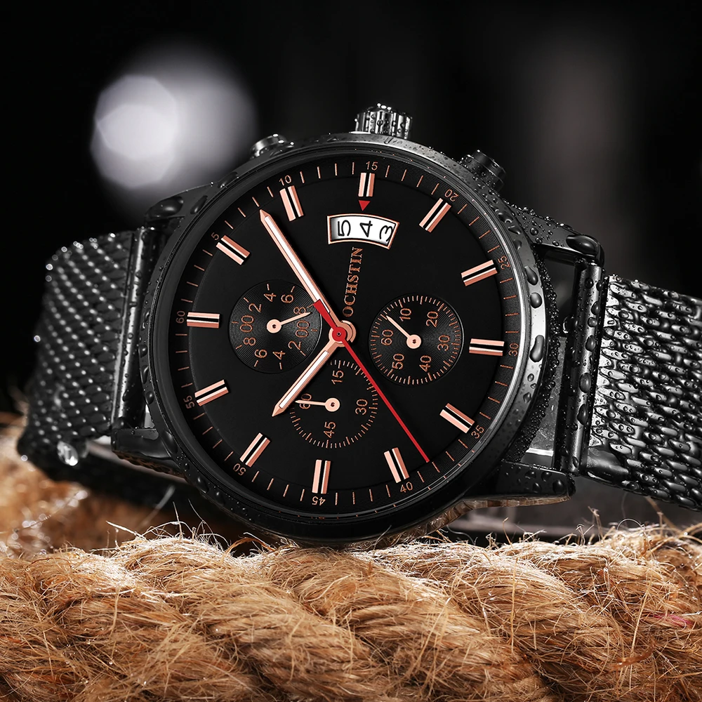 OCHSTIN Quartz Wristwatch Men Military Pilot Watch Sports Watches Male Waterproof Stainless Steel&Nylon Men's Relogio Masculino