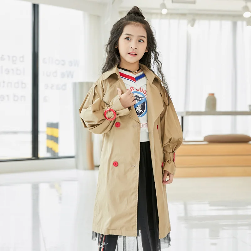 

Childrenswear Girls' Wind Coat Mid-length Versatile Autumn Clothing 2019 New Style Big Boy Western Style Casual Coat