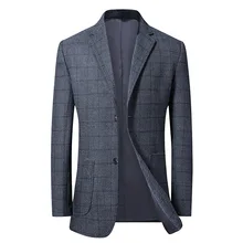 Blazers casuais dos homens primavera outono nova moda masculina xadrez fino pequeno terno negócios selvagem formal blazer casacos masculinos