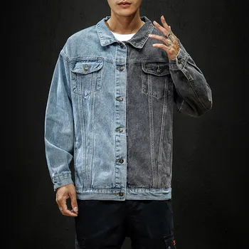 

2019 autumn new Japanese loose wash color matching denim jacket jacket