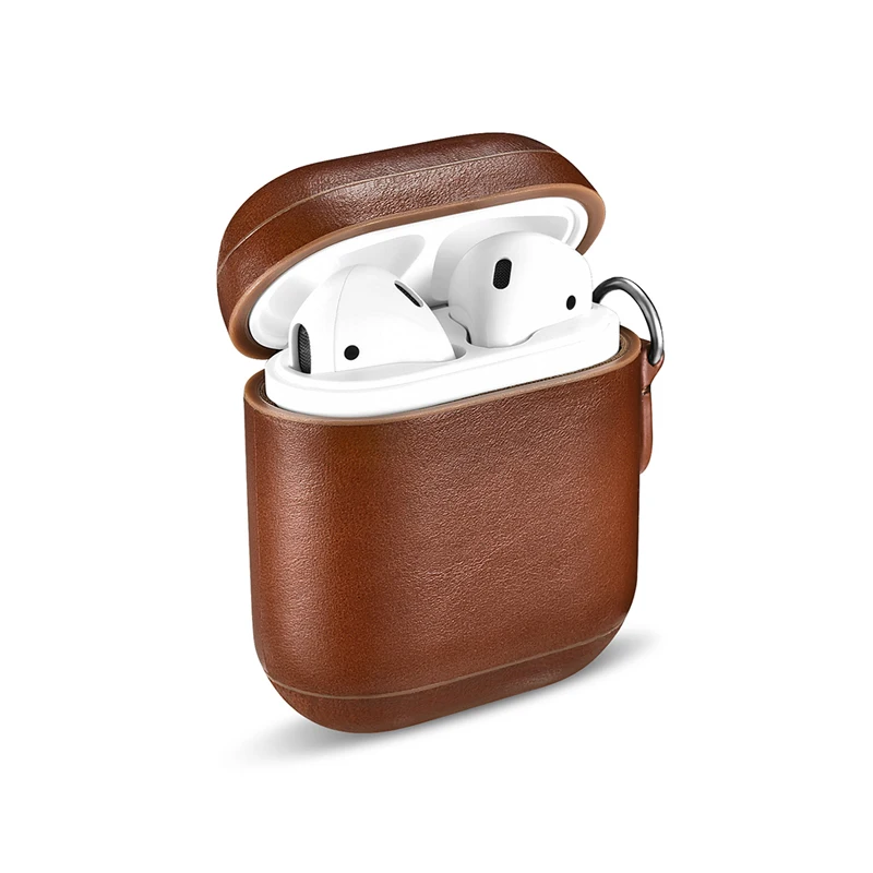 Cowhide Genuine Leather Headphone Case Strap Portable Buckle Bag Cover for Apple Airpods iPhone Bluetooth Earphone Case Boxes