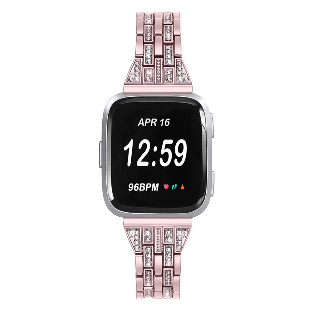 Watch Smart Watch Metal Watch Wristband  for Fitbit Versa/Lite  Metallic Diamond Strap Replacement Wristband Watch Accessories