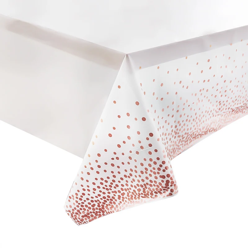 

275x141cm Rose gold dot Tablecloth Birthday Party Decoration Kids Adult Baby Shower Disposable gilded table cloth Wedding Party