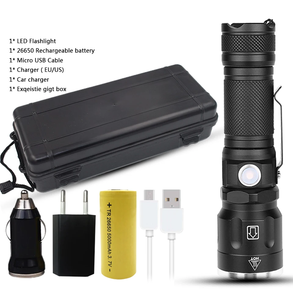 Package D 80000LM XHP50 светодиодный светильник-вспышка Xlamp алюминиевый охотничий водонепроницаемый фонарь светильник мощный Lanterna использовать аккумулятор 18650 26650 - Испускаемый цвет: Package D