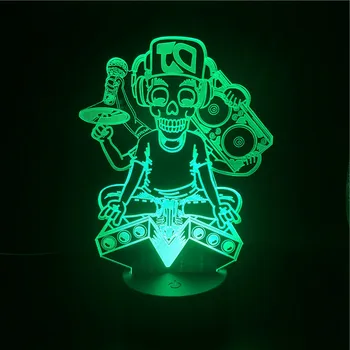 

3D Lamp Skeleton DJ Music Remix Unique Bluetooth Speaker Base Unique Present for Baby Atmosphere Usb Led Night Light Lamp