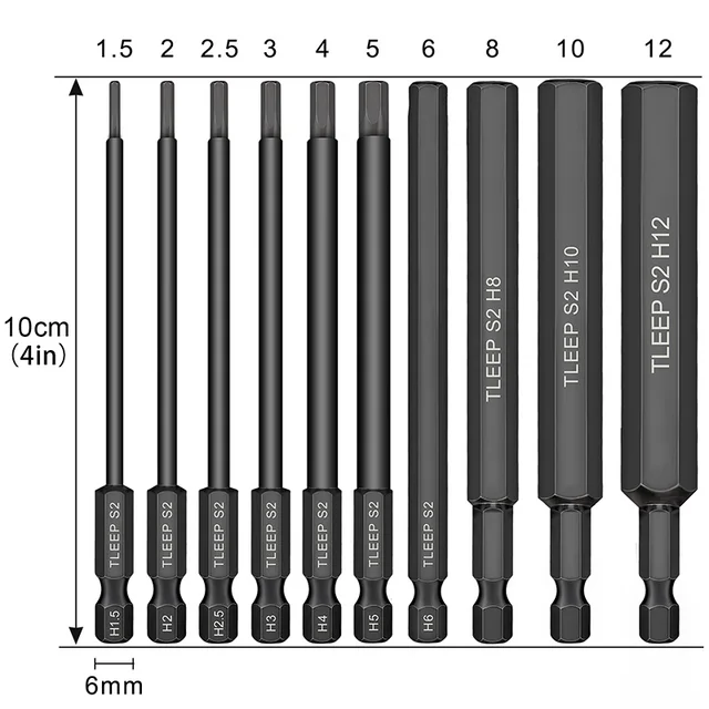 10Pcs 100mm Allen Wrench Drill Bits Set 