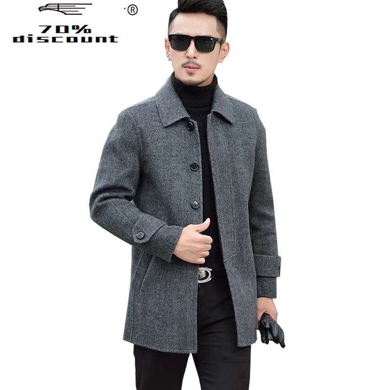 

AYUSNUE 200% Wool Coat Men Double-sided Overcoat Casual Man Jacket Korean Mens Coats and Jackets 2020 Manteau Homme KJ2935