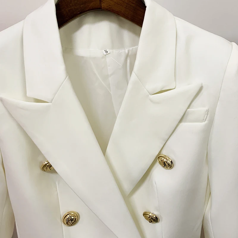 TOP QUALITY New Fashion 2024 Designer Jacket Women's Classic Double Breasted Metal Lion Buttons Blazer Outer Size S-5XL 5