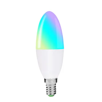 

WIFI smart LED candle multi-color bulb, APP control RGB + W color light bulb 6W
