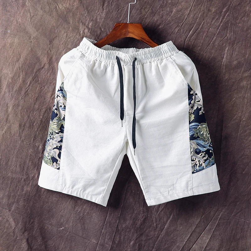 Летние мужские шорты кэжуал льняные и хлопковые однотонные свободные трусы, высокая посадка, на шнурке, мягкие удобные льняные шорты-бермуды Большие размеры 5XL