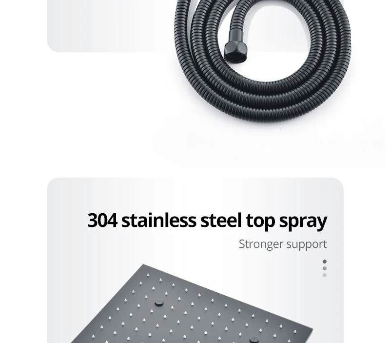 hm Black Thermostat 16 inch Shower System Button Shower Faucets Three Way Out of the Water Brass Large Shower Set  (27)