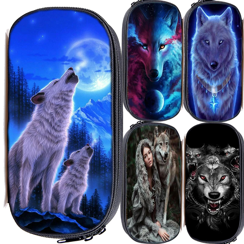 

Animal Wolf Pencil Case for School High Quality Pencil Bags Girls Boys Pencil Box Student Storage Pouch Children Organizer boxes