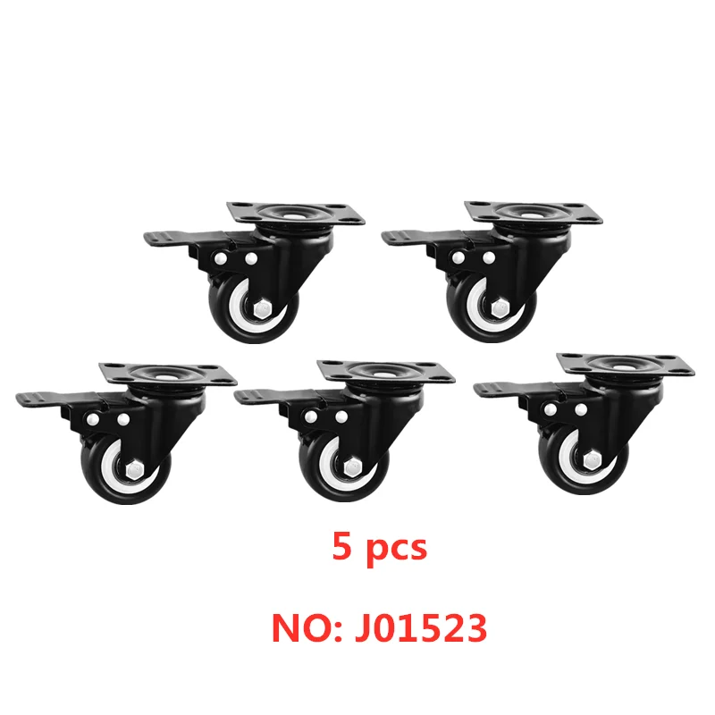 

5 pcs Spot 1.5-inch Gold Diamond Caster With Brake Electrophoresis Black Flat Steering Wheel Mobile Furniture