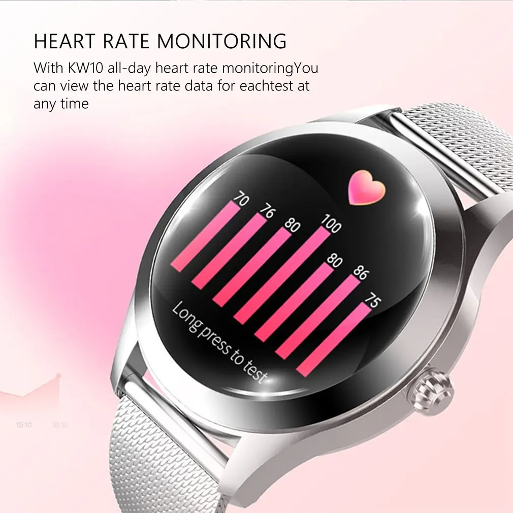 IP68 Waterproof Smart Watch Women Lovely Bracelet Heart Rate Monitor Sleep Monitoring Smartwatch For IOS Android KW10 Band