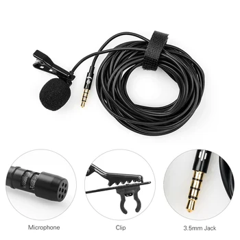 

Professional 6M Clip-on Lavalier Microphone Mic for Cellphone Tablet Laptop;Camcorders DV DSLR for Studio Interview Recording