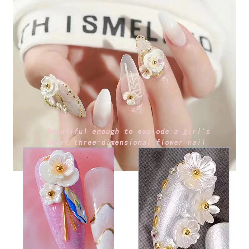 Аксессуары для дизайна ногтей-100 шт 3D Подвески для ногтей ювелирные изделия в виде ракушки цветок дизайнерские украшения для ногтей гвозди наклейки для ногтей украшения для ногтей