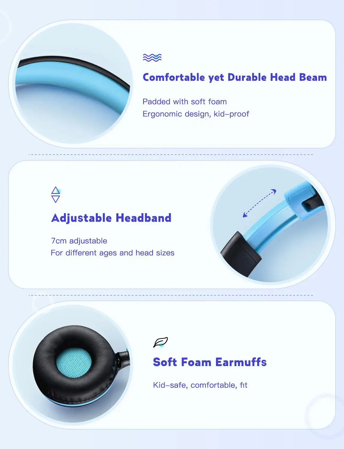 Mpow CHEI Kids Headphones Wired Volume Limit Teens Children Earphone Fold able Adjustable Headset For PC Cellphone Tablet Travel