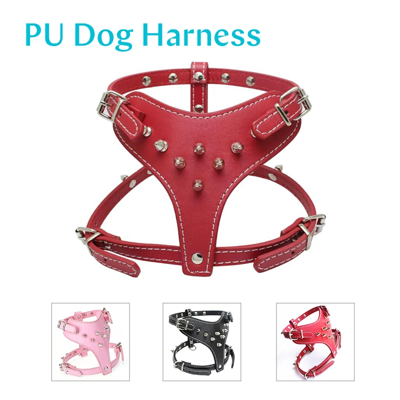 

PU Dog Breast Band Spiked Explosion-Proof Vest Outdoor Pet Dogs Harness Collar For Dogs Walking Running Leather Puppy Harnesses