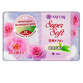 

Sayuri Super Soft Sanitary Pads, 36 Pack, Green Tea Flavor