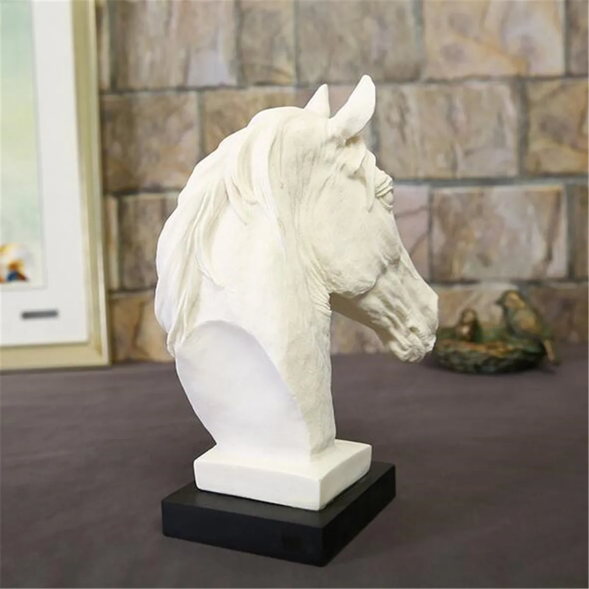 Абстрактная белая скульптура в виде головы лошади статуя животного из смолы современная домашняя декоративная Геометрическая Смола украшения подарок для верховой езды