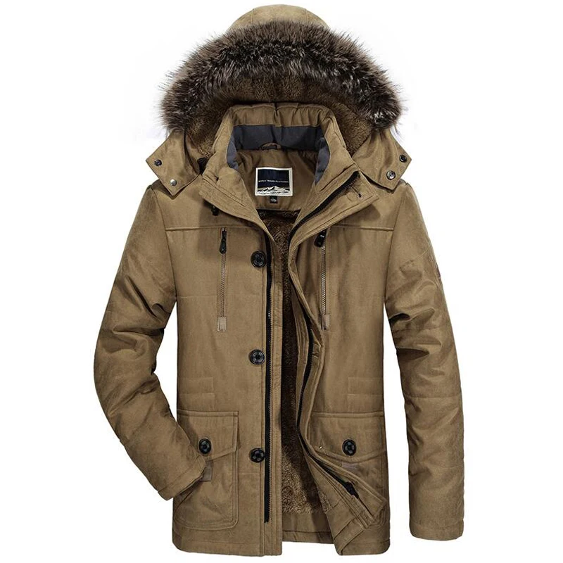 

Men's new winter cotton clothing plus velvet plus cotton winter cotton hooded long-sleeved thickening season hooded large fur