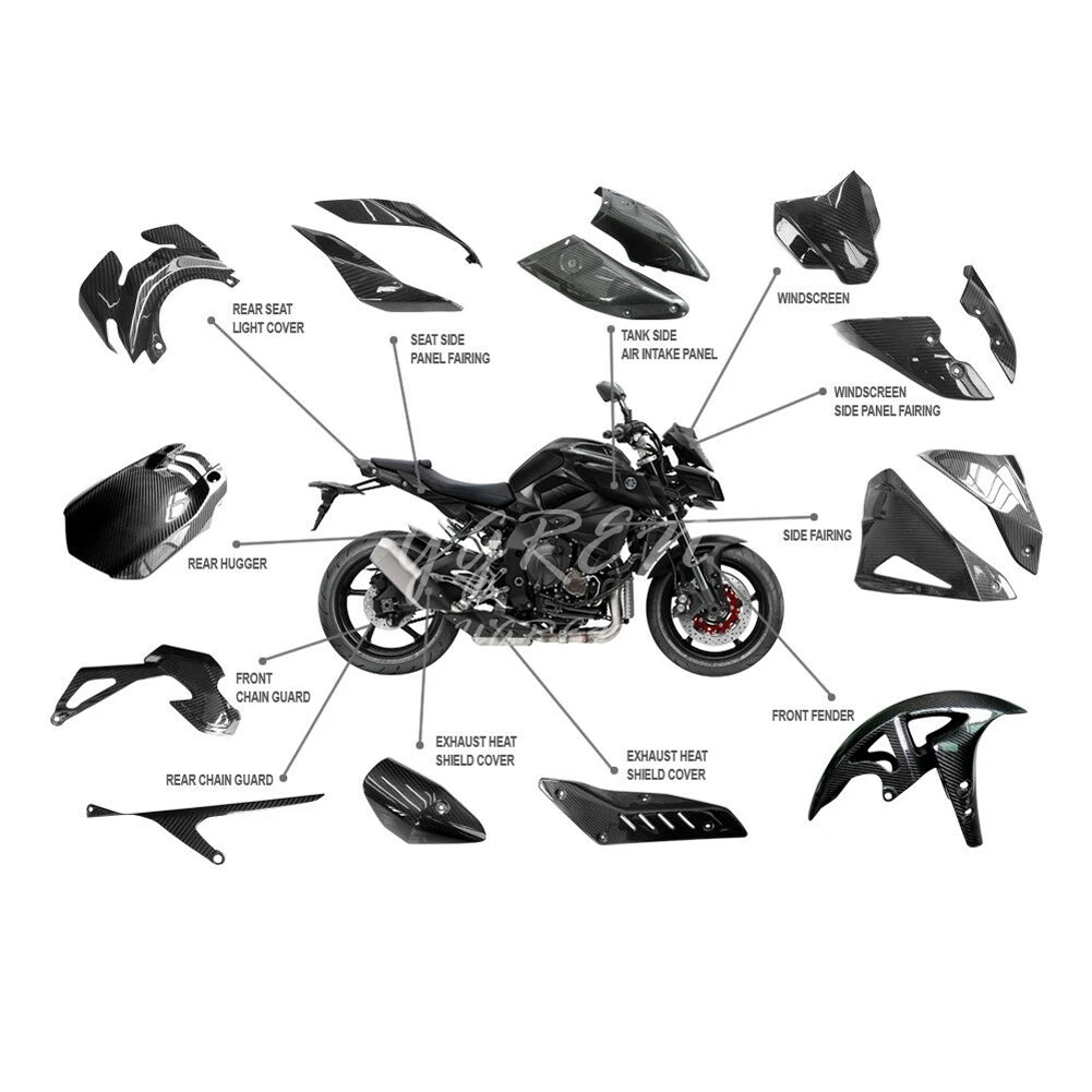 1 Set Windscreen& Windsheild Side Panel Fairing Covers for Yamaha MT10 Pre-Preg 3K Twill Real Carbon Fiber