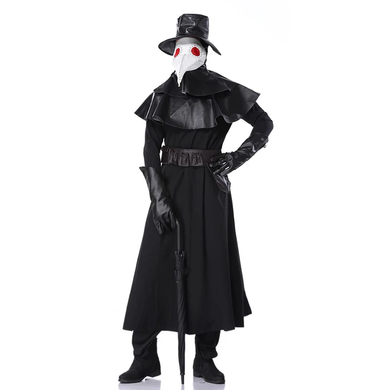 costume Высокое качество чума доктор Косплей Костюм взрослых Хэллоуин Одежда стимпанк средневековое платье Dr чума костюмы для мужчин размера плюс - Цвет: costume