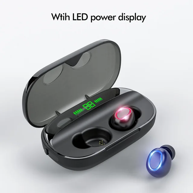 Update Display ROCK X1 TWS Беспроводные Bluetooth 5,0 наушники светодиодный дисплей с аккумулятором 2000 мАч Внешний аккумулятор сенсорное управление гарнитура PK F9 TWS - Цвет: Update Display