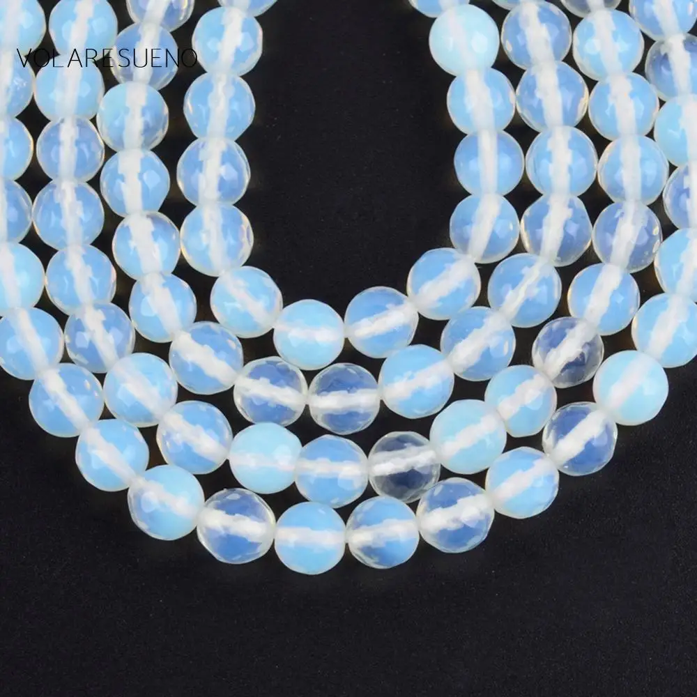 Natural Faceted White Opal Ball Round Loose Beads For Jewelry Making 4-12mm Spacer Fit Diy Women's Bracelets Necklace 15“ | Украшения