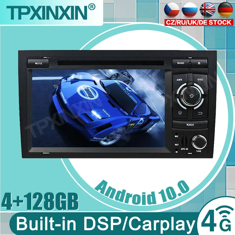 4 128G Android 10.0 Per Audi A4 S4 B6 B7 2002-2008 Android 10 Car Multimedia Audio Stereo Autoradio 4G Dsp Carplay Wifi