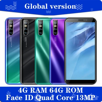 

A6 Smartphone Globa version 4G RAM 64G ROM 6.0inch FHD Face ID Unlocked Celulares Android Mobile Phones 5MP+13MP Quad Core wifi