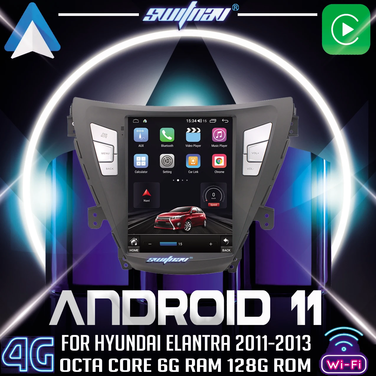 Переключатель для автомобильного DVD-плеера Tesla Style Android 11 HYUNDAI ELANTRA 2011-2013 gps-дисплей