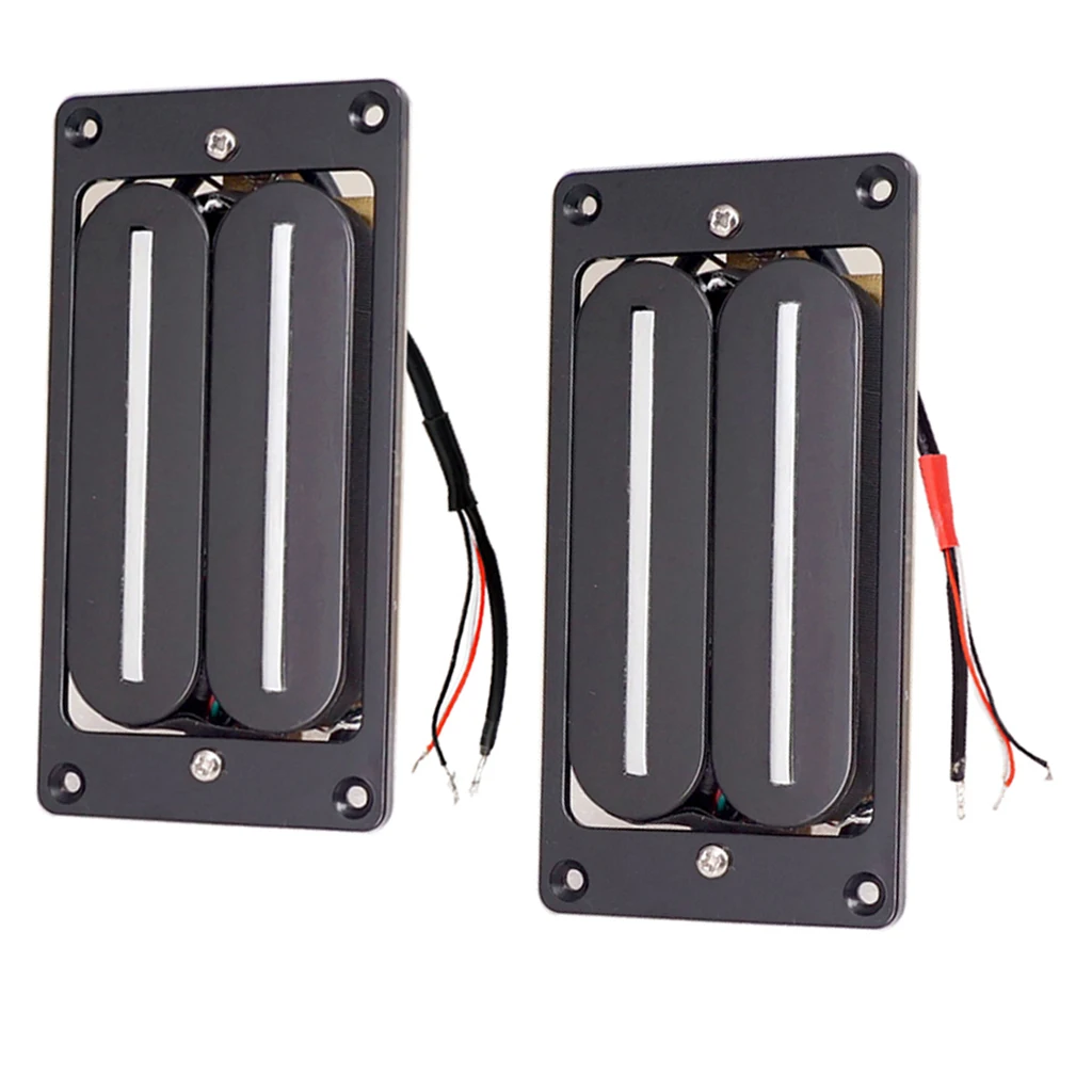 Wired Dual Rail Humbucker Pickup Neck + Bridge Pickups Set for Electric Guitar, Black