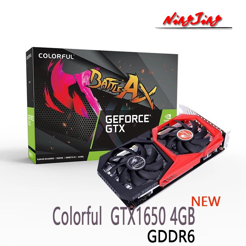NEW Colorful GeForce GTX1650 Battle Ax GeForce GTX 1650 12nm 12Gbps  4G GDDR6 128bit Video Cards GPU Desktop CPU Motherboard good video card for gaming pc