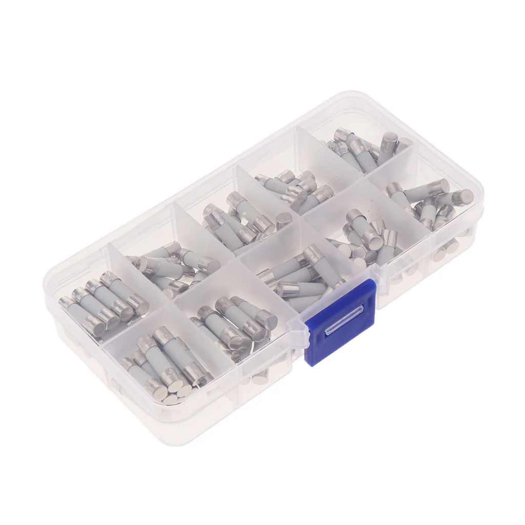 100pcs Quick Blow Ceramic Tube Fuse Assorted Kit Amp 250V 0.5A-30A (Ceramic Fuse 5x20mm)