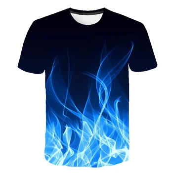 

2019 new 3d t shirt Black Tee Casual Top baby boys Streatwear Short Sleeve Cloth Blue Red Flaming summer tshirt kids t-shirt