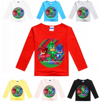

Pj Masks Boy Multicolor Long Sleeve T-Shirt 2019Pj mask Cartoon Children's Clothing Print Children Long Sleeve T-Shirt 2S26
