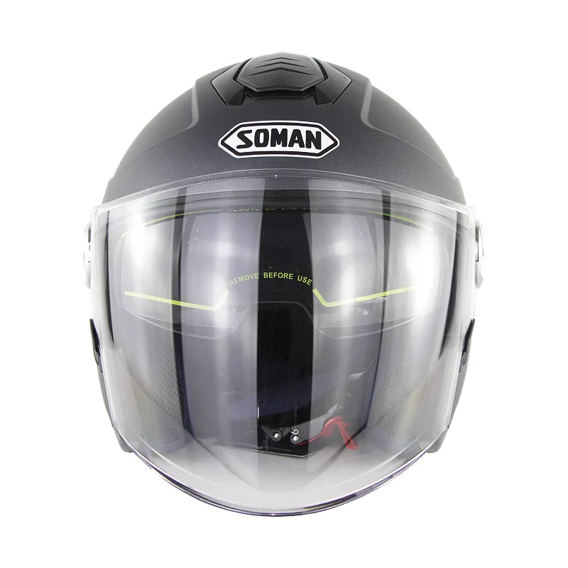 

Soman Motorcycle E-Bike Riding Safety Helmet for Both Men And Women Double Lens Half Helmet ECE Standard 519