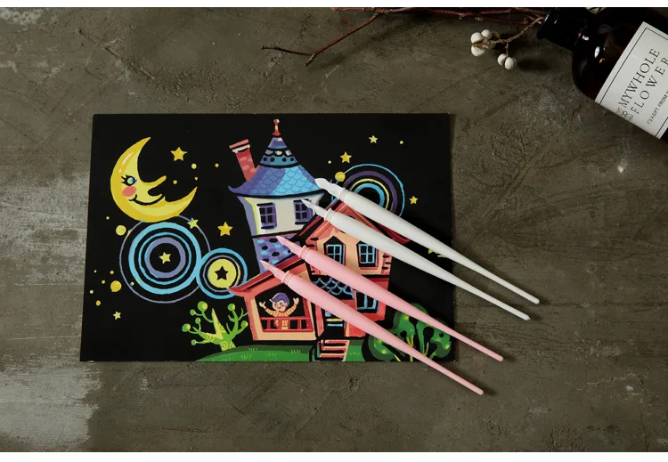 Yue lu пластиковый детский маскирующий фломастер практичный художественный класс Рисование царапин бумага Скретч Карта ручка вид на ночной