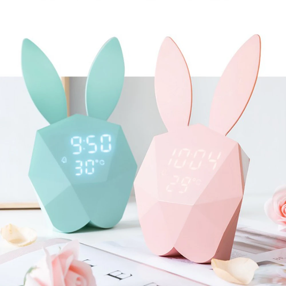 Cena Wielofunkcyjny Led cyfrowy Mi królik budzik kontrola akustyczna Sensing lampy USB ładowanie mała lampka nocna 5